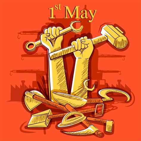 1 May international workers labor day poster hand drawn vector 06 free ...