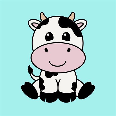 Cute Baby Cow SVG | Cartoon Baby Cow Vector Clip Art | Decal