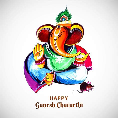 Happy Ganesh Chaturthi Indian Festival Colorful Poster 1249018 Vector ...