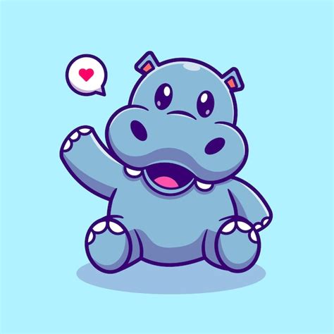 Free Vector | Cute Hippo Waving Hand Cartoon Vector Icon Illustration ...