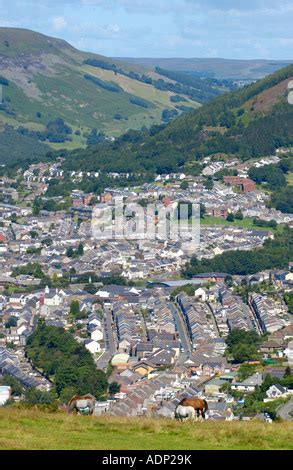 View over town of Abertillery Blaenau Gwent South Wales UK GB EU Stock ...