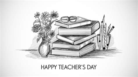 Hand Drawn Sketch with World Teachers Day Composition 1254714 Vector ...