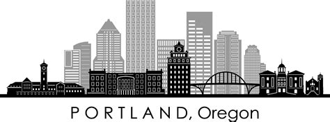 PORTLAND CITY USA Skyline Outline Silhouette Vector svg eps jpg png ...