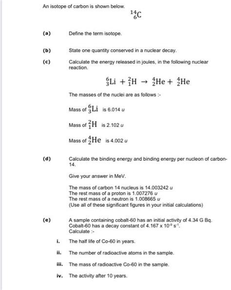 Solved An isotope of carbon is shown below. 14C (a) Define | Chegg.com