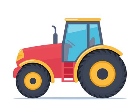 Tractor vehicle. Farm Machine. Side view of modern tractor. Vector ...