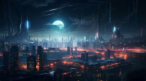 Futuristic Sci Fi Night City Background, Future, Sci Fi City, Night ...