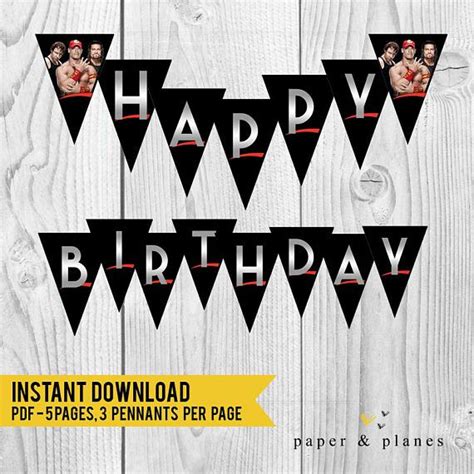 INSTANT DOWNLOAD WWE Wrestling Happy Birthday Banner *This item is a ...