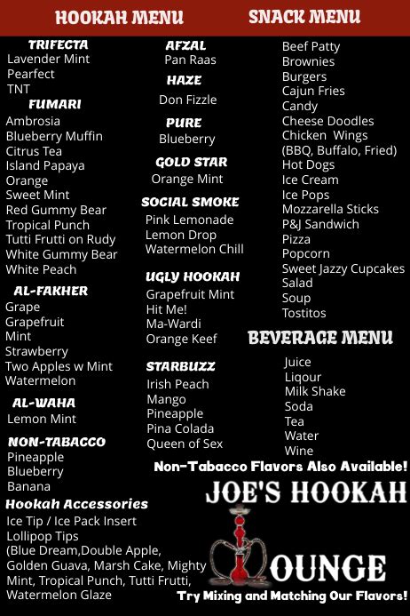 Hookah Lounge Menu Template | PosterMyWall