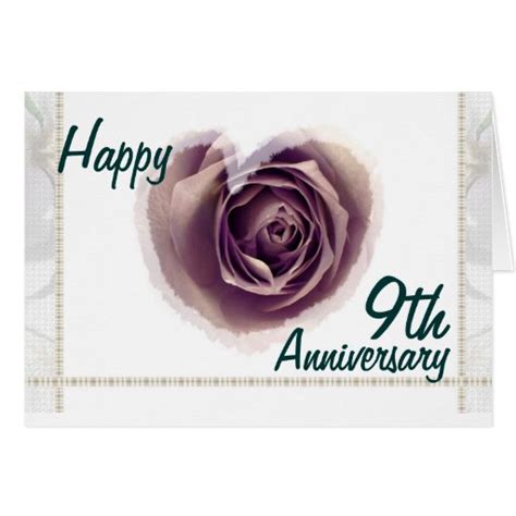 9th Wedding Anniversary - Purple Rose Heart | Zazzle