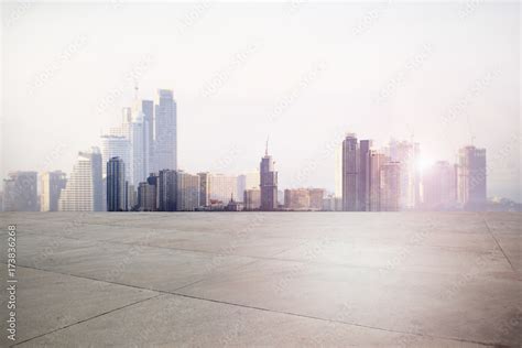 Urban landscape road with city background Stock Photo | Adobe Stock