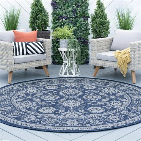 Bliss Rugs Malia Traditional Indoor/Outdoor Round Area Rug - Walmart ...