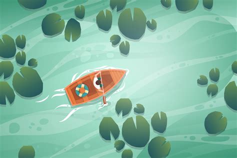 Landscape nature canal and boat cartoon vector 2926651 Vector Art at ...