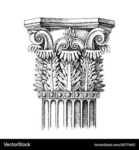 Hand drawn capital corinthian order Royalty Free Vector