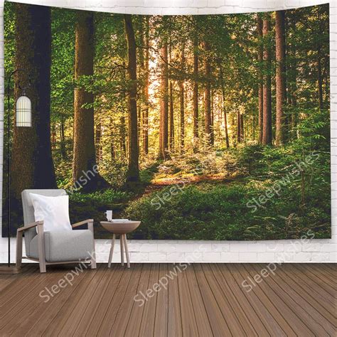 Mystic Forest Tapestry Wall Hanging Sunshine Through Trees Tapestry ...