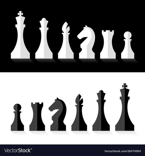 Black and white chess pieces flat design style Vector Image