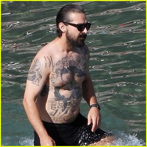 Shia LaBeouf Puts Tattoos on Display During Shirtless Beach Day in ...