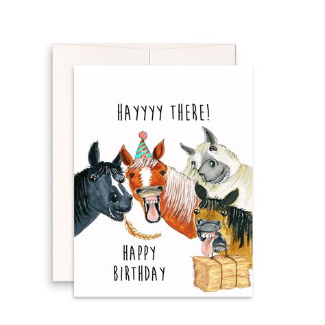 Funny Horse Birthday Cards for Coworker Hay There Happy Birthday Custom ...