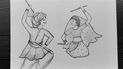 Navratri Garba Drawing Easy // How To Draw Garba Dance Drawing // Step ...