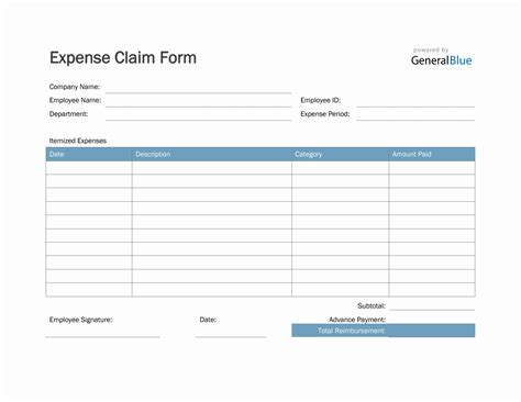 Expense Claim Form in Word (Basic)