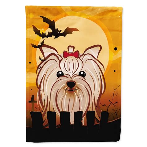 Carolines Treasures BB1762GF Halloween Yorkie Yorkishire Terrier Flag ...