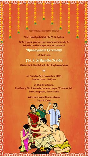 Upanayanam Invitation Card | Thread Ceremony - Happy Invites