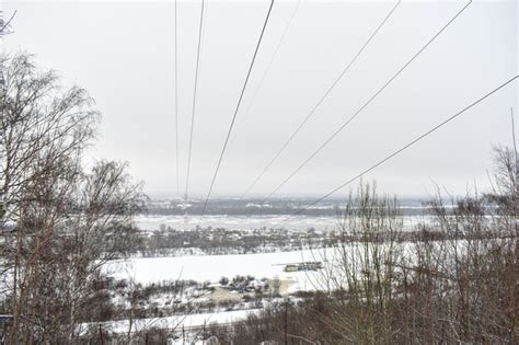 Premium Photo | Panorama of the volga river in winter