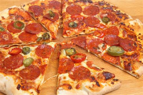 Sliced Pepperoni Pizza stock image. Image of chilli, snack - 13465327