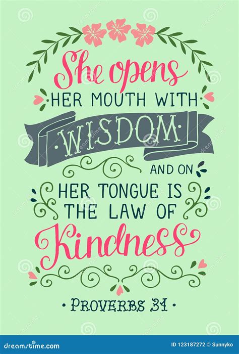 Hand Lettering With Bible Verse She Opens Her Mounth With Wisdom ...