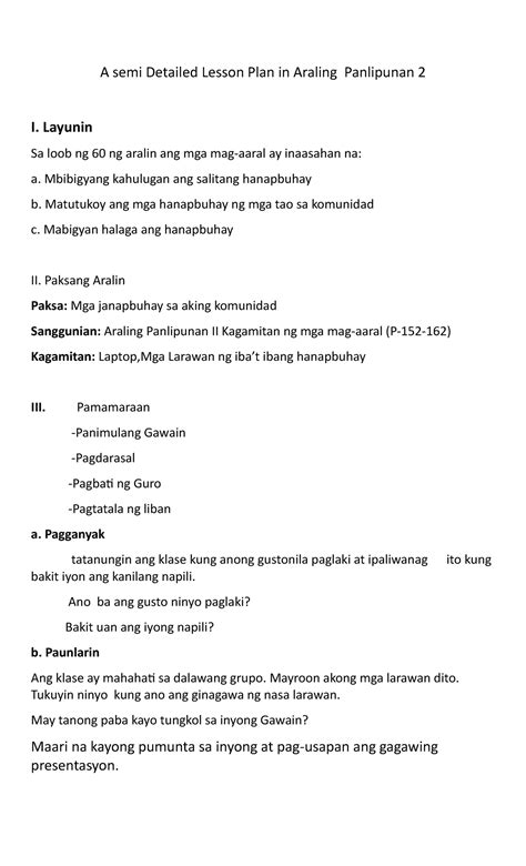 Detailed Lesson Plan In Araling Panlipunan Detailed Lesson Plan In ...