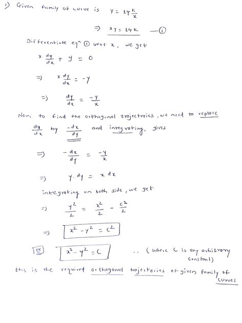 [Solved] . Find the orthogonal trajectories of the family of curves ...