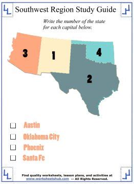 Worksheets On The Southwest States