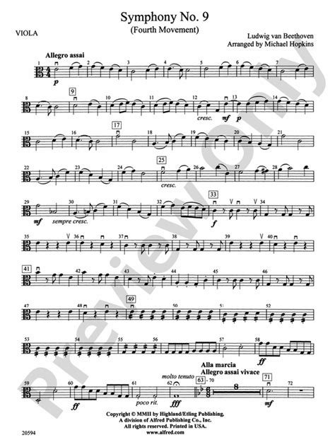 Symphony No. 9 (Fourth Movement): Viola: Viola Part - Digital Sheet ...