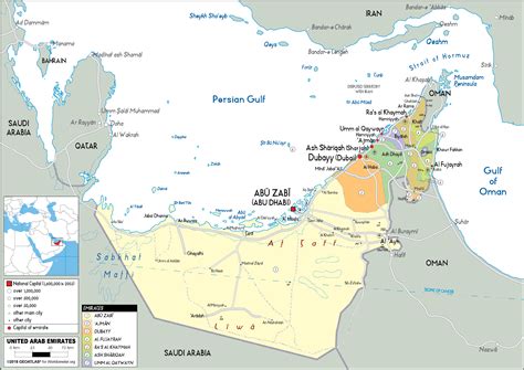 Large size Political Map of the United Arab Emirates - Worldometer