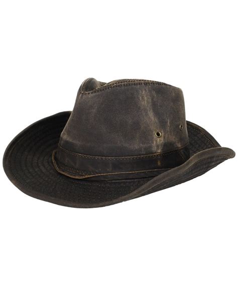 Dorfman-Pacific Weathered Cotton Outback Hat With Chin Cord Brown ...