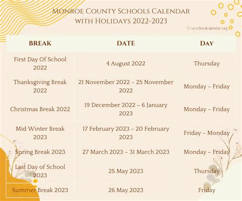 Monroe School Calendar 2024 - Filide Philippa