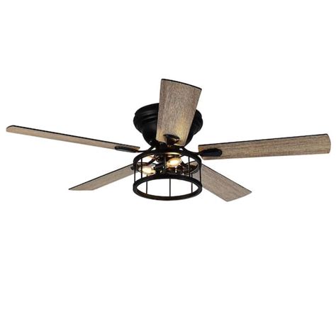 Breezary Ableton Hugger 52 in. Black Indoor Ceiling Fan with Remote ...