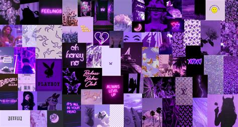 Neon Purple Boujee Aesthetic Wall Collage Kit Digital Download 70pcs ...