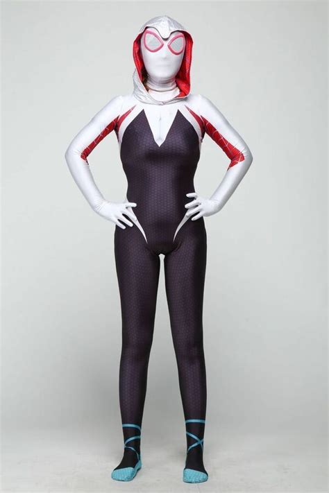 Women Spider Gwen Stacy Lycra Zentai Spiderman Costume Cosplay Full ...