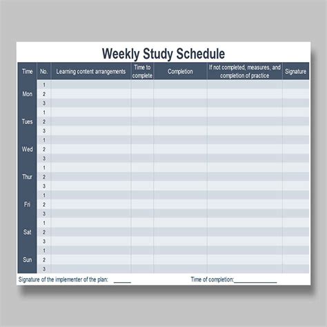 Study Timetable Template Excel