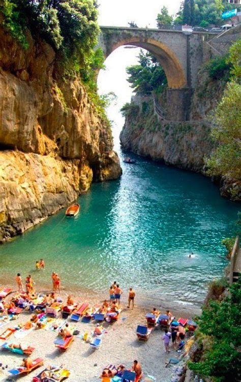 Secluded beach in Furore on the Amalfi coast of Italy • photo: Fiore ...