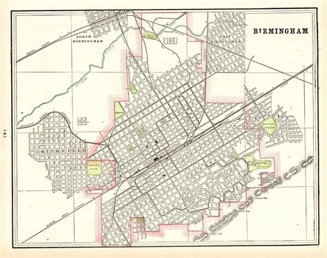 1901 Antique BIRMINGHAM Street Map of Birmingham Alabama City Map ...