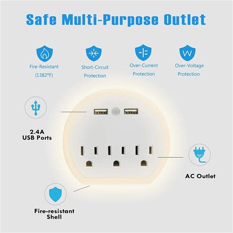 USB Wall Outlet Extender, Surge Protector Wall Outlet Plug with 3 Outl