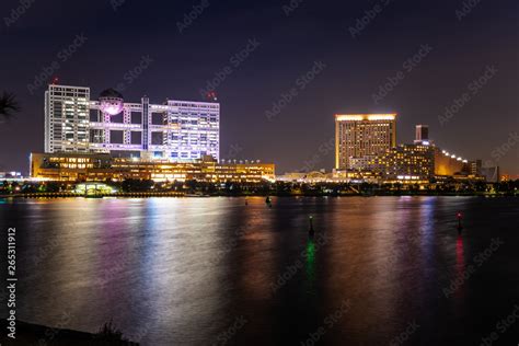 Night View of Tokyo Bay and Odaiba Waterfront. Tokyo, Japan. Stock ...