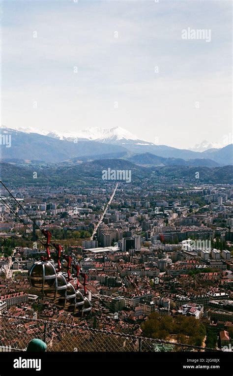 Analogue view of Grenoble from Fort de la Bastille Stock Photo - Alamy