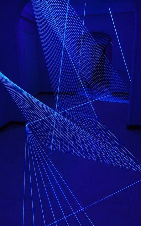 Blue Light Art Installation in a Room