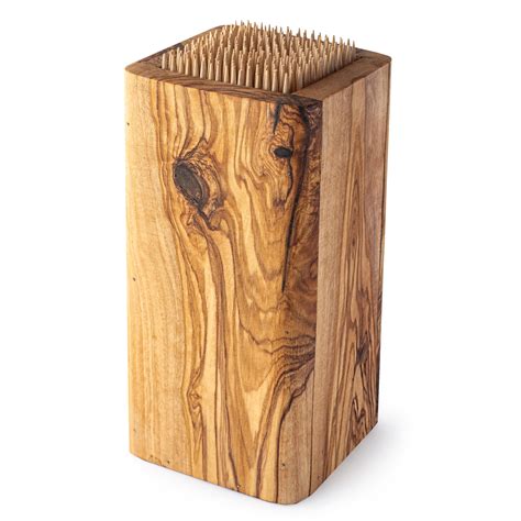 Olive Wood Knife Block Organizer and Holder for Large & Small Knives ...