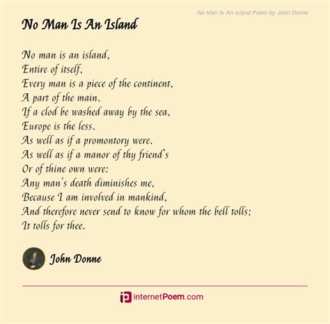 No Man Is An Island Poem by John Donne