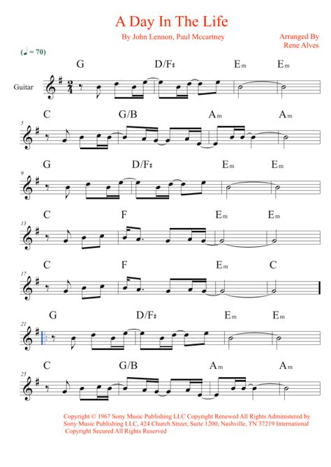 A Day In The Life (arr. Rene Alves) by The Beatles Sheet Music for ...