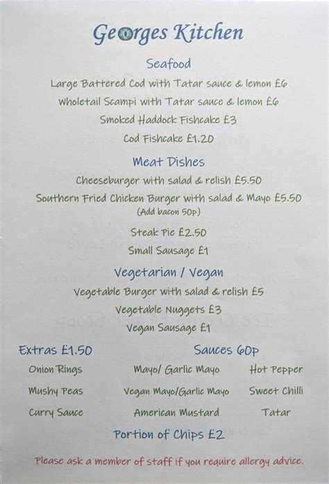 Menu at George & Dragon pub & bar, Bristol, High St