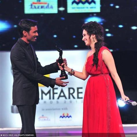 Dhanush receives the Best Actor - Male award for the movie 3 from ...